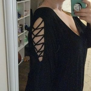 Torrid Black lattice sleeve super soft shirt